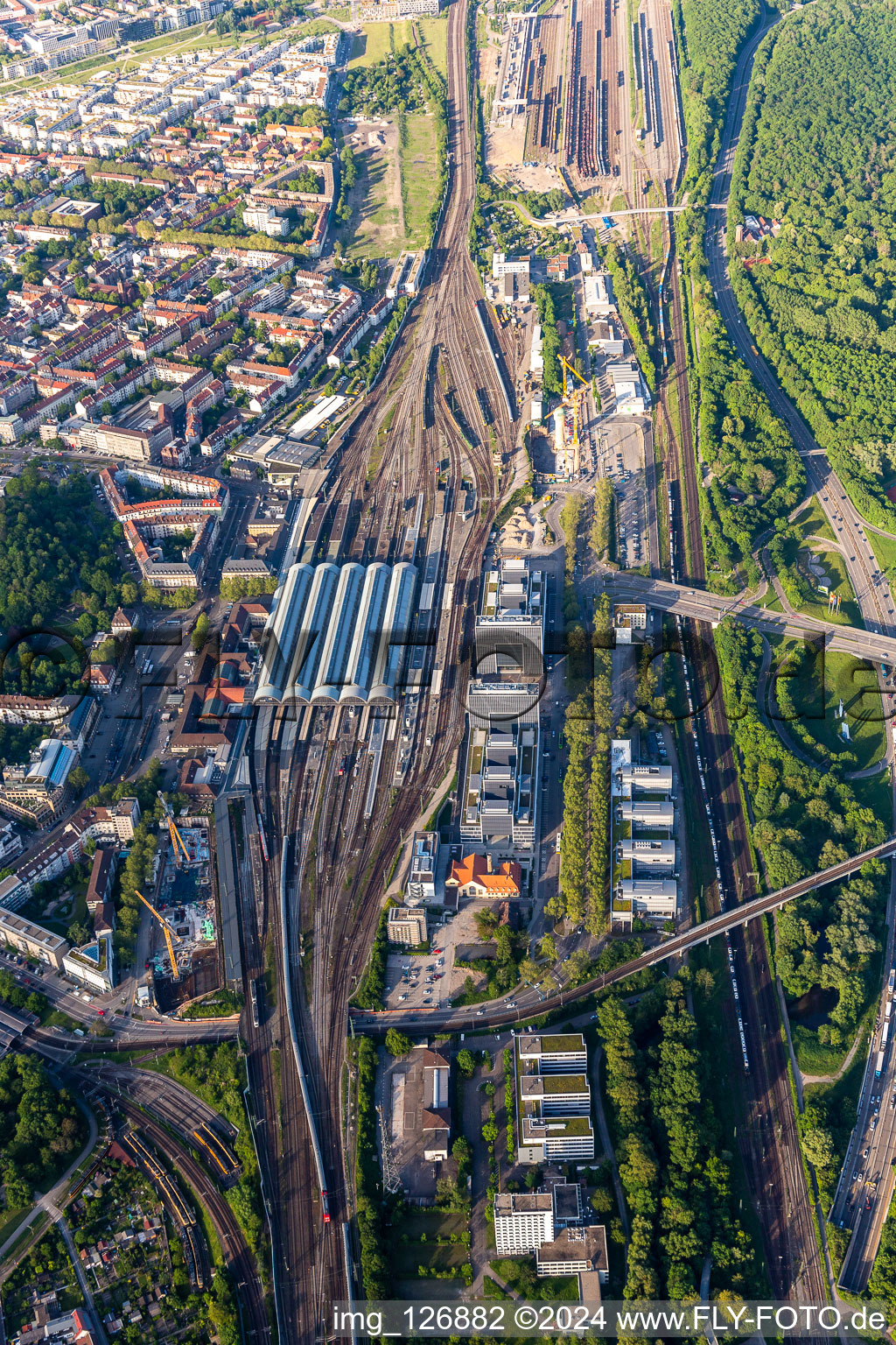 Main station Karlsruhe in the district Südweststadt in Karlsruhe in the state Baden-Wuerttemberg, Germany