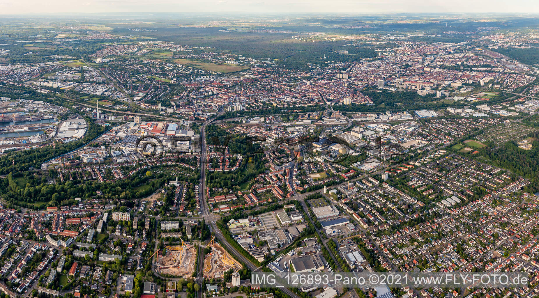 District Grünwinkel in Karlsruhe in the state Baden-Wuerttemberg, Germany from above