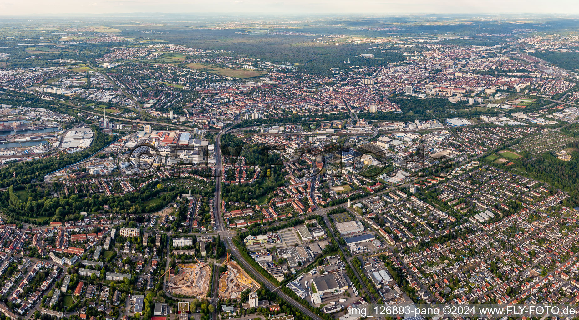 District Grünwinkel in Karlsruhe in the state Baden-Wuerttemberg, Germany from above