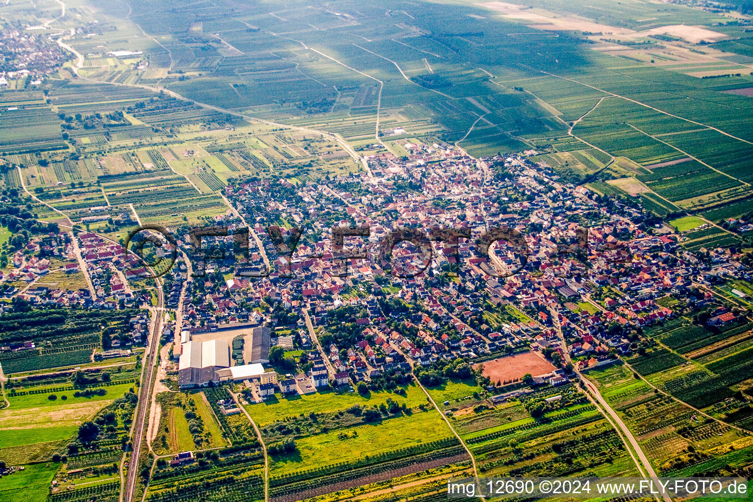 Aerial view of Weisenheim am Sand in the state Rhineland-Palatinate, Germany