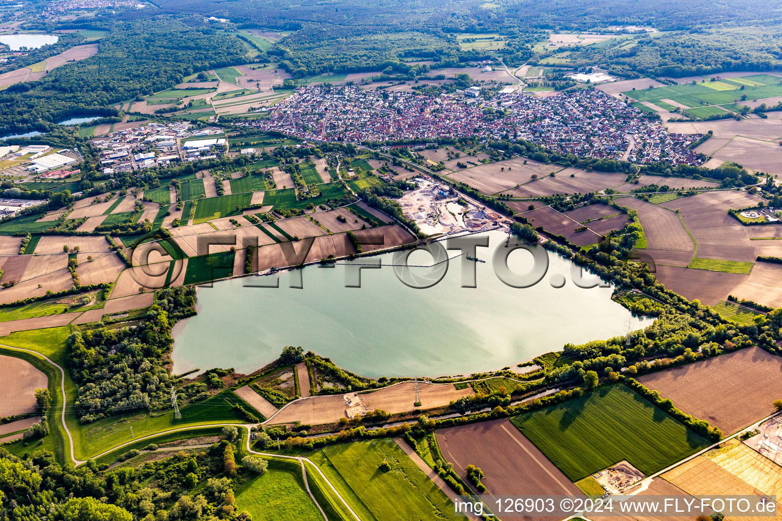 HBM Hagenbacher Bau minerals quarry lake in Hagenbach in the state Rhineland-Palatinate, Germany