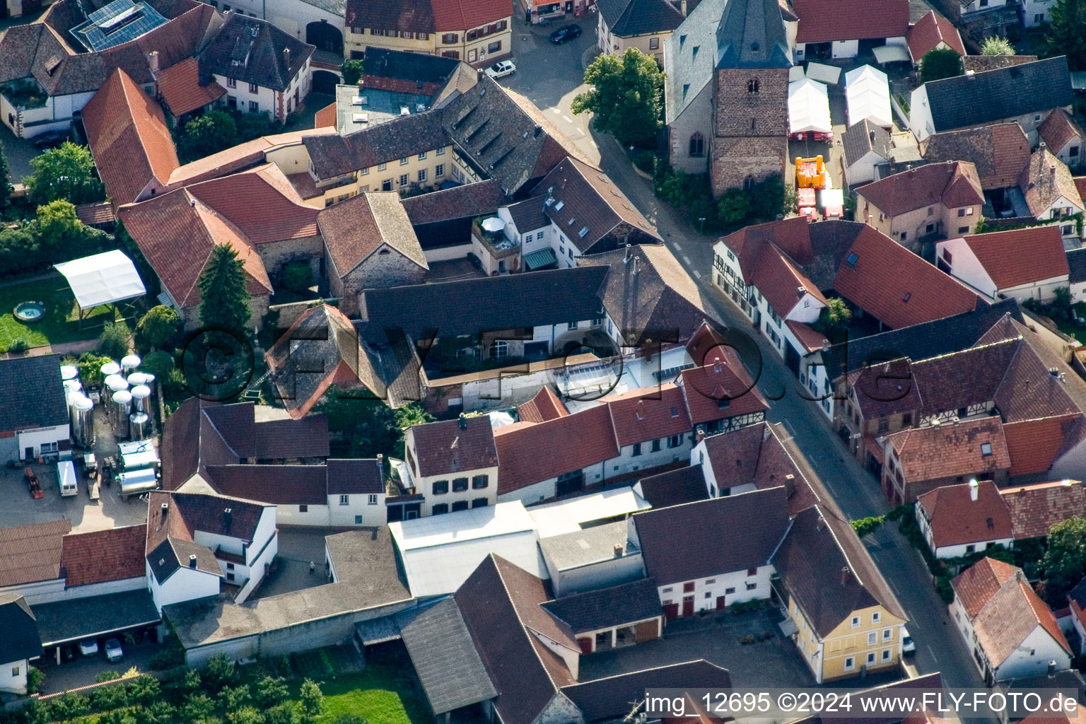 Großkarlbach in the state Rhineland-Palatinate, Germany from above