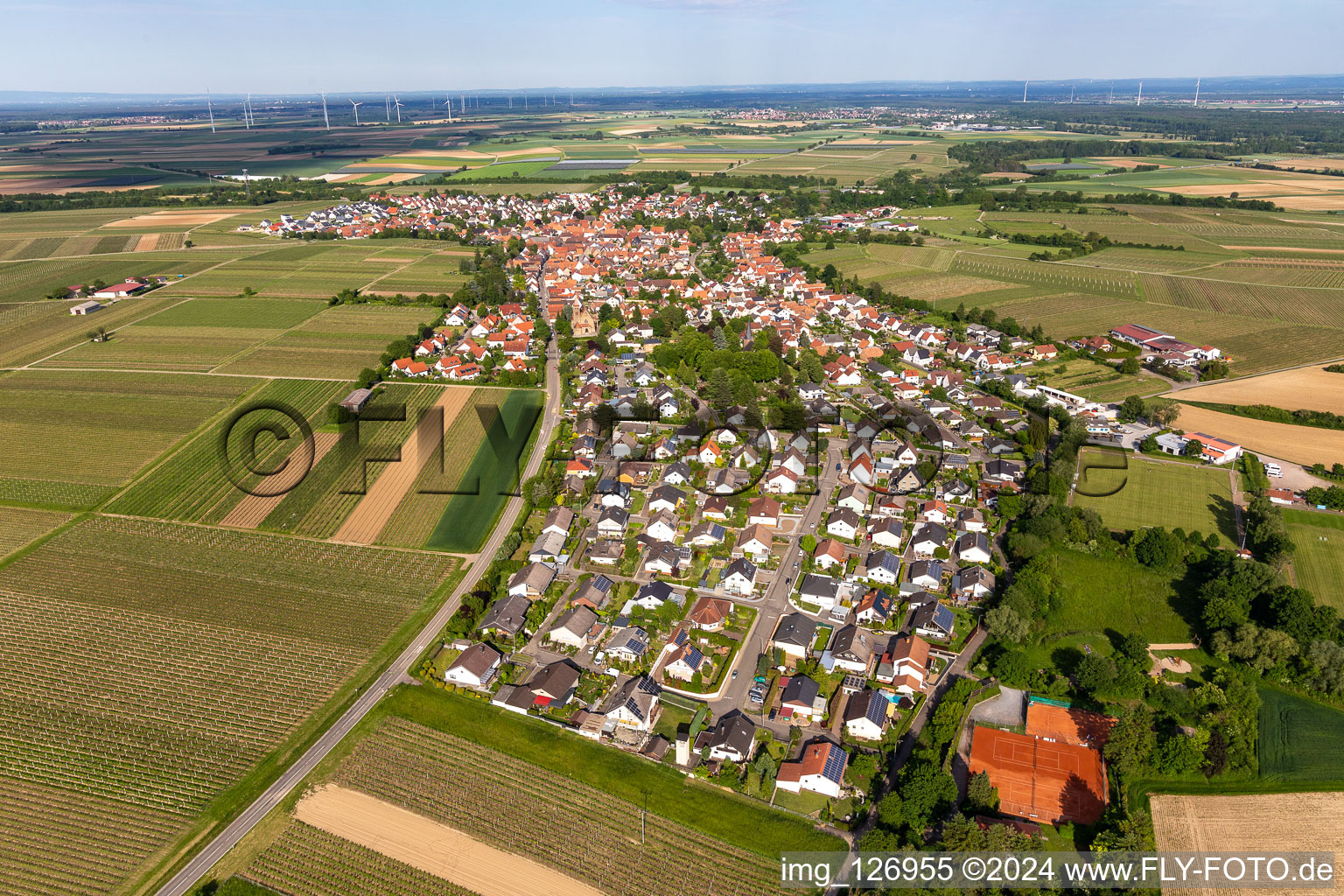 Insheim in the state Rhineland-Palatinate, Germany seen from above