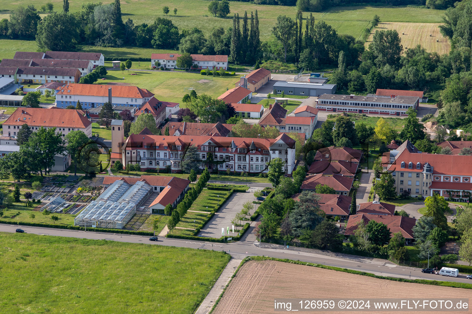 Aerial photograpy of Caritas Support Centre St. Laurentius and Paulus, Youth Centre St. Josef in Landau in der Pfalz in the state Rhineland-Palatinate, Germany