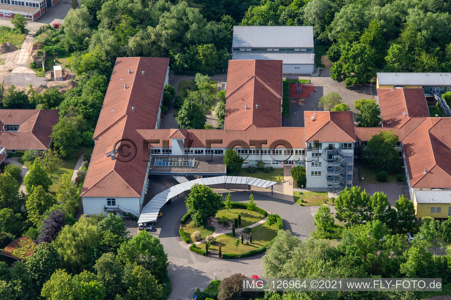 Aerial view of Caritas St. Laurentius and Paul Support Center, Landau Special School in Landau in der Pfalz in the state Rhineland-Palatinate, Germany