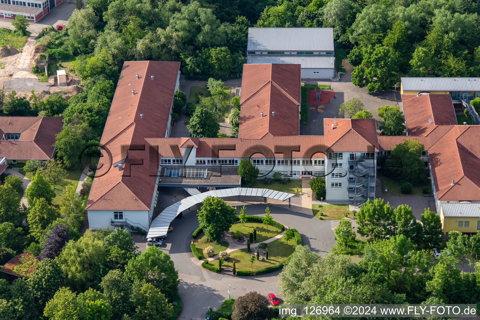 Aerial view of Caritas Support Centre St. Laurentius and Paulus, Special School Landau in Landau in der Pfalz in the state Rhineland-Palatinate, Germany