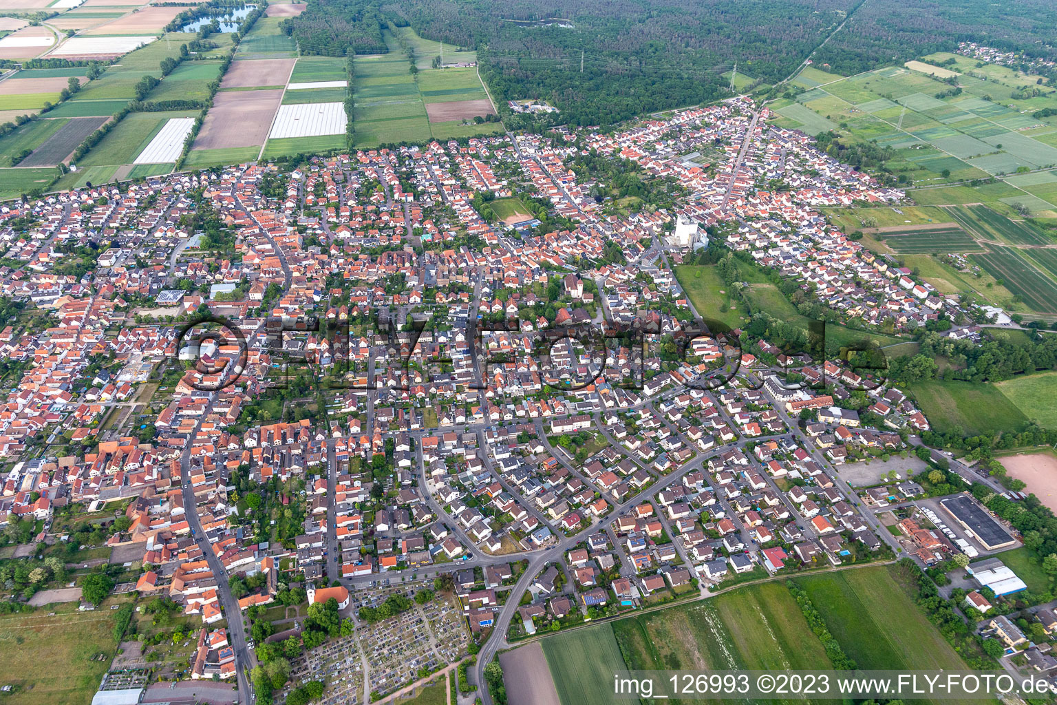 Aerial photograpy of District Iggelheim in Böhl-Iggelheim in the state Rhineland-Palatinate, Germany