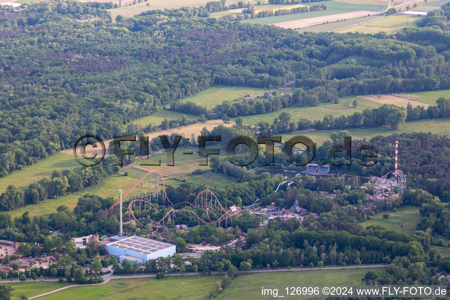 Drone recording of Holiday Park in Haßloch in the state Rhineland-Palatinate, Germany