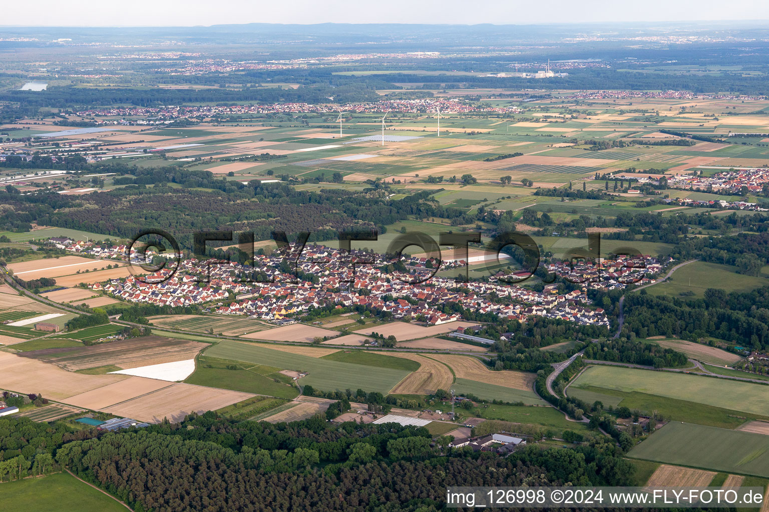 Drone image of Hanhofen in the state Rhineland-Palatinate, Germany