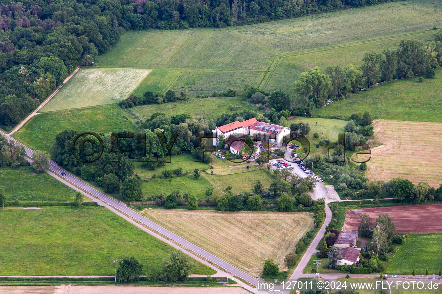 Zeiskam mill in Zeiskam in the state Rhineland-Palatinate, Germany out of the air