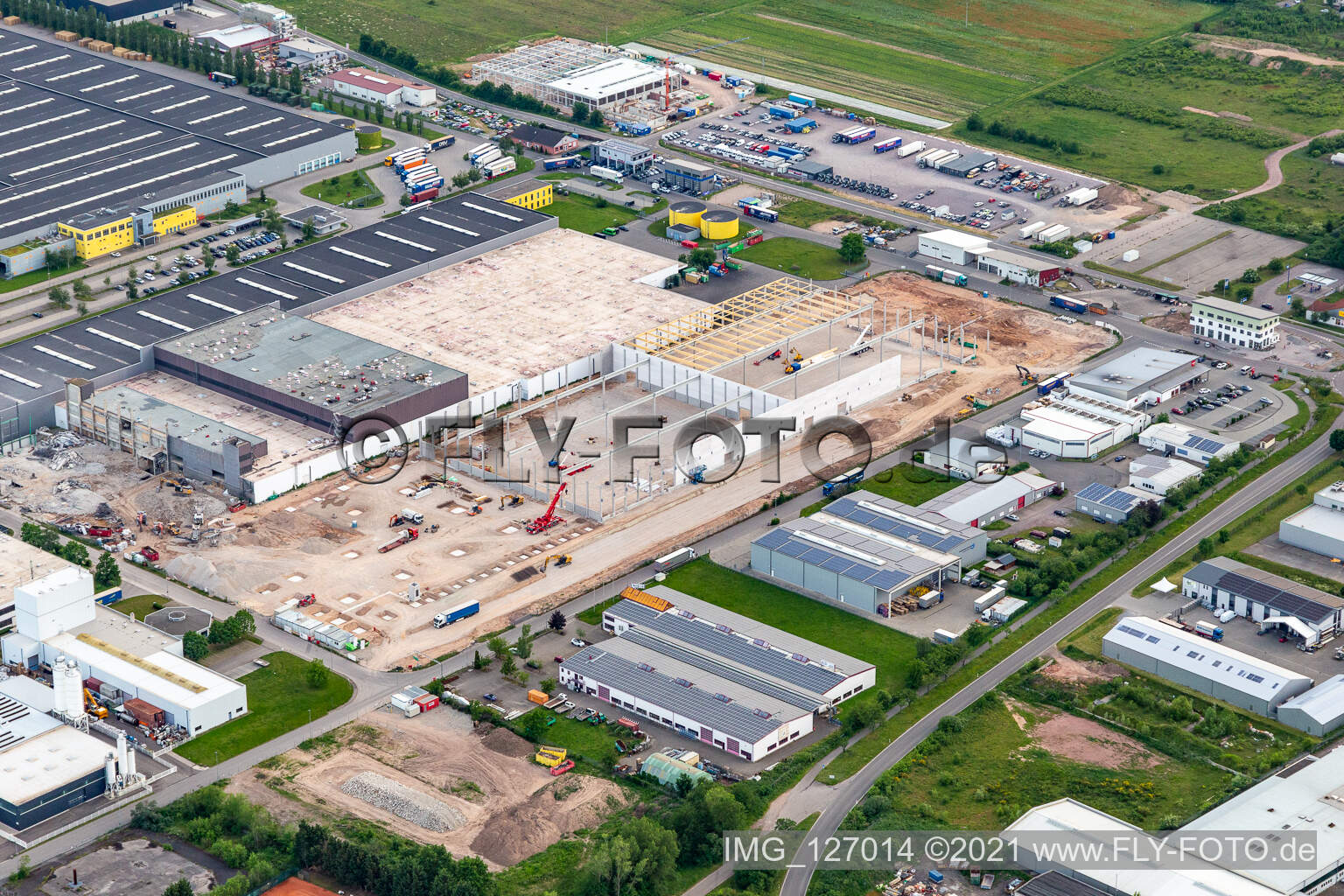 Construction site for a warehouse and forwarding building of Progroup Board GmbH im Interpark in Offenbach an der Queich in the state Rhineland-Palatinate, Germany