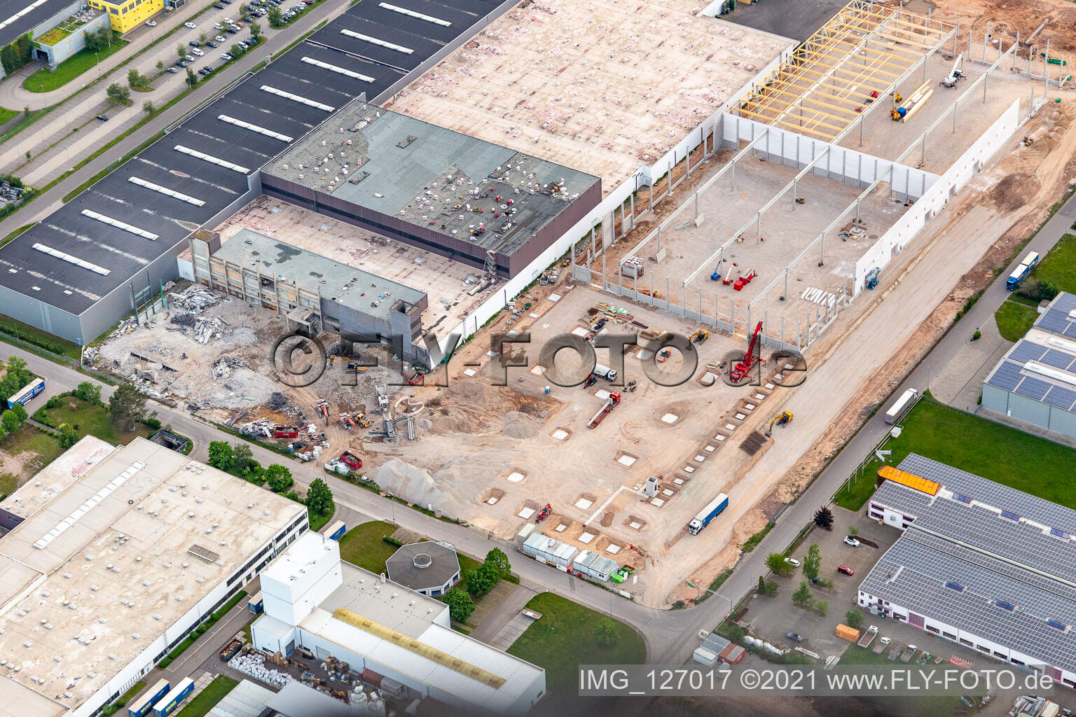 New construction of a hall in the Interpark in Offenbach an der Queich in the state Rhineland-Palatinate, Germany