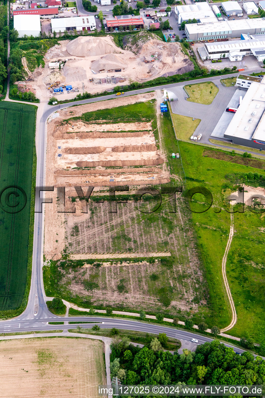 Aerial view of Development of the Große Ahlmühle commercial area in Rohrbach in the state Rhineland-Palatinate, Germany