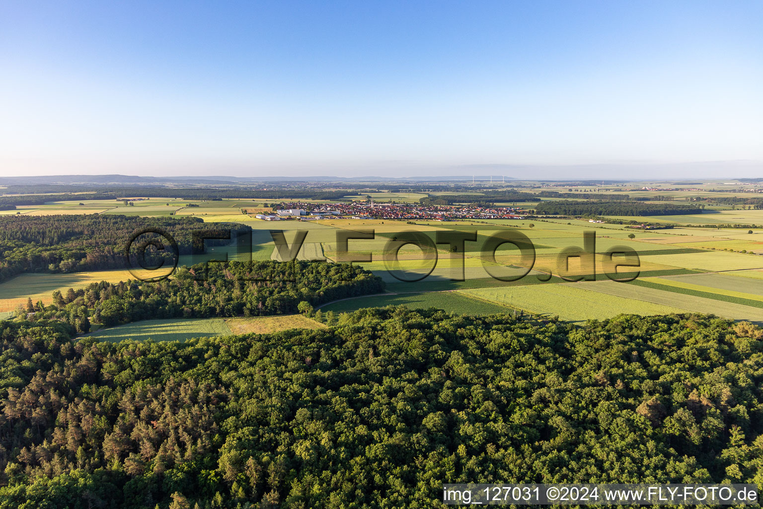 Grettstadt in the state Bavaria, Germany seen from a drone