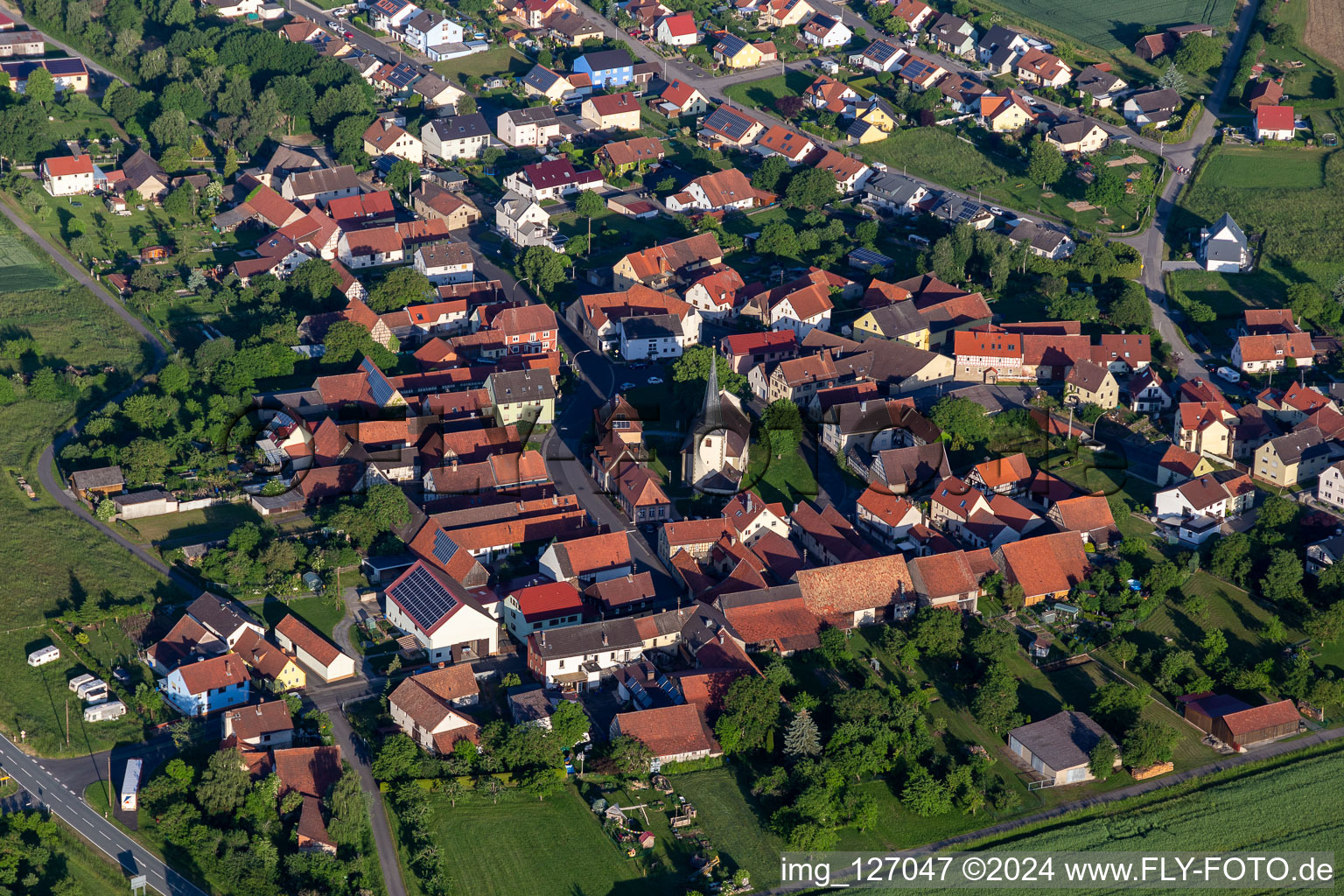 Aerial photograpy of District Löffelsterz in Schonungen in the state Bavaria, Germany