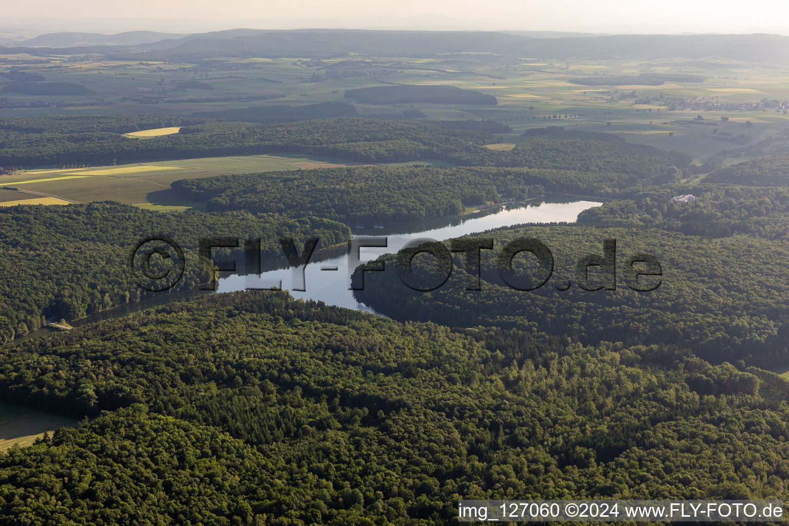 Ellertshäuser See in the district Altenmünster in Stadtlauringen in the state Bavaria, Germany seen from above