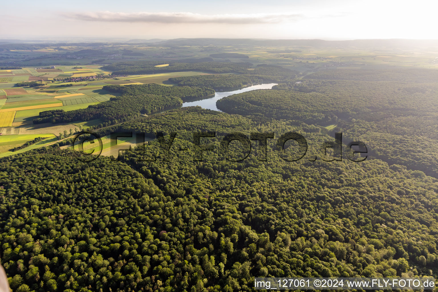 Ellertshäuser See in the district Altenmünster in Stadtlauringen in the state Bavaria, Germany from the plane