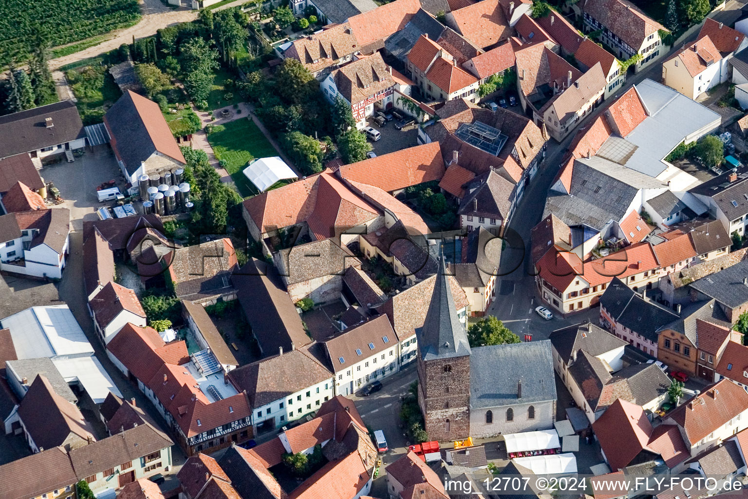 Großkarlbach in the state Rhineland-Palatinate, Germany viewn from the air