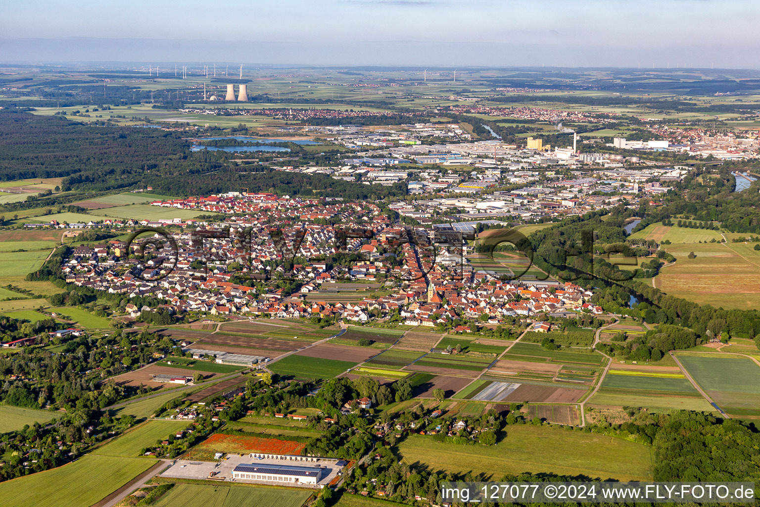 Drone image of Sennfeld in the state Bavaria, Germany