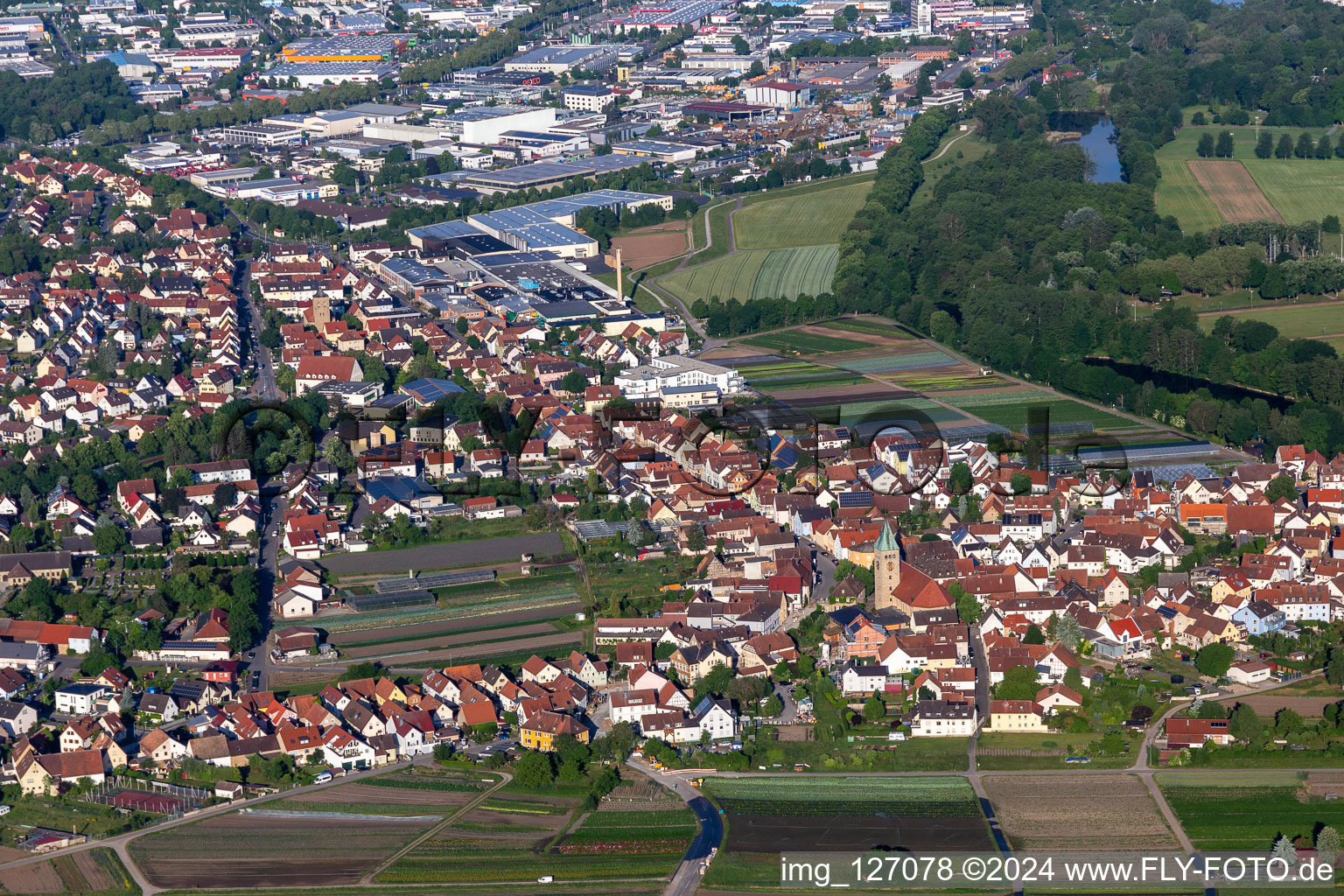 Sennfeld in the state Bavaria, Germany from the drone perspective