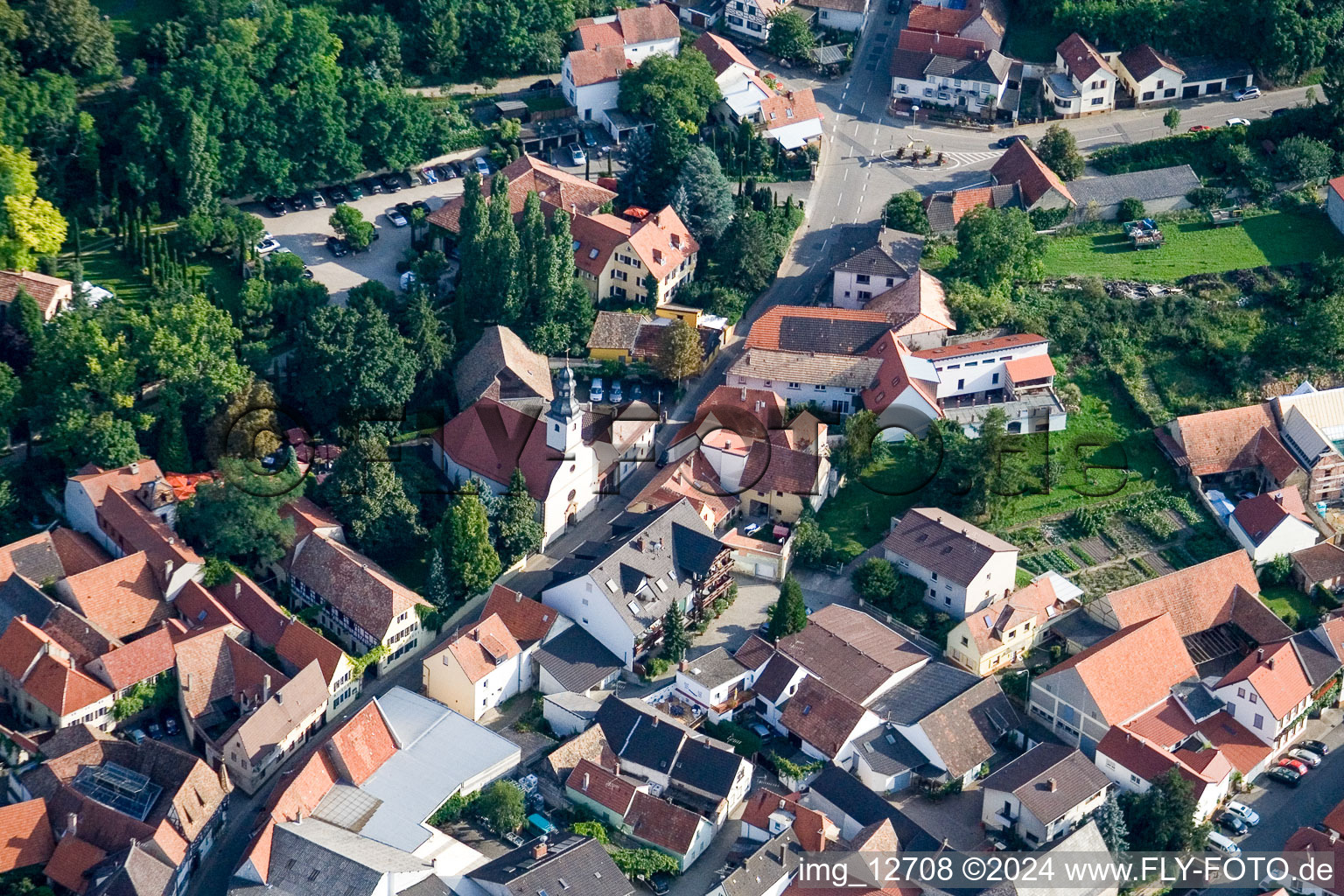 Drone recording of Großkarlbach in the state Rhineland-Palatinate, Germany