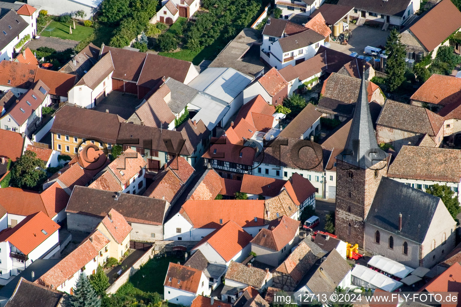 Großkarlbach in the state Rhineland-Palatinate, Germany from the drone perspective