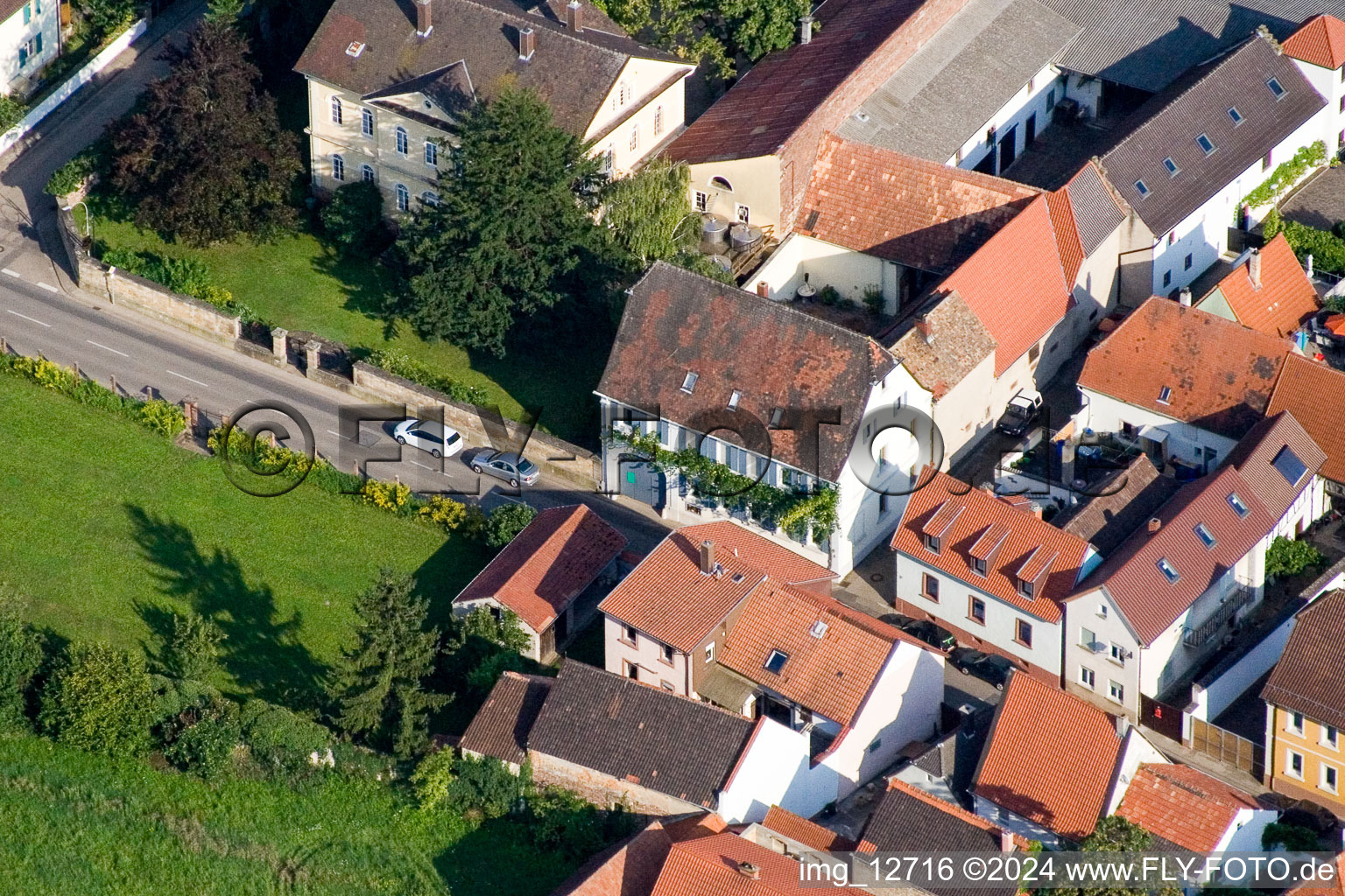 Großkarlbach in the state Rhineland-Palatinate, Germany from a drone