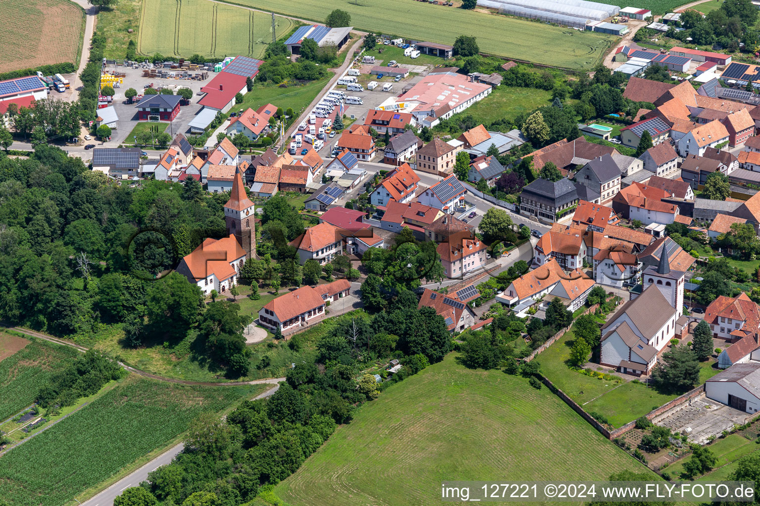 Oblique view of Minfeld in the state Rhineland-Palatinate, Germany