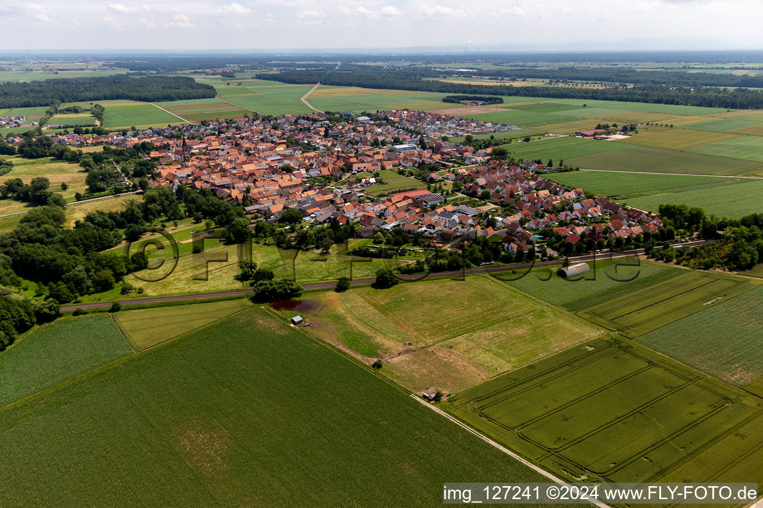 Steinweiler in the state Rhineland-Palatinate, Germany from the plane