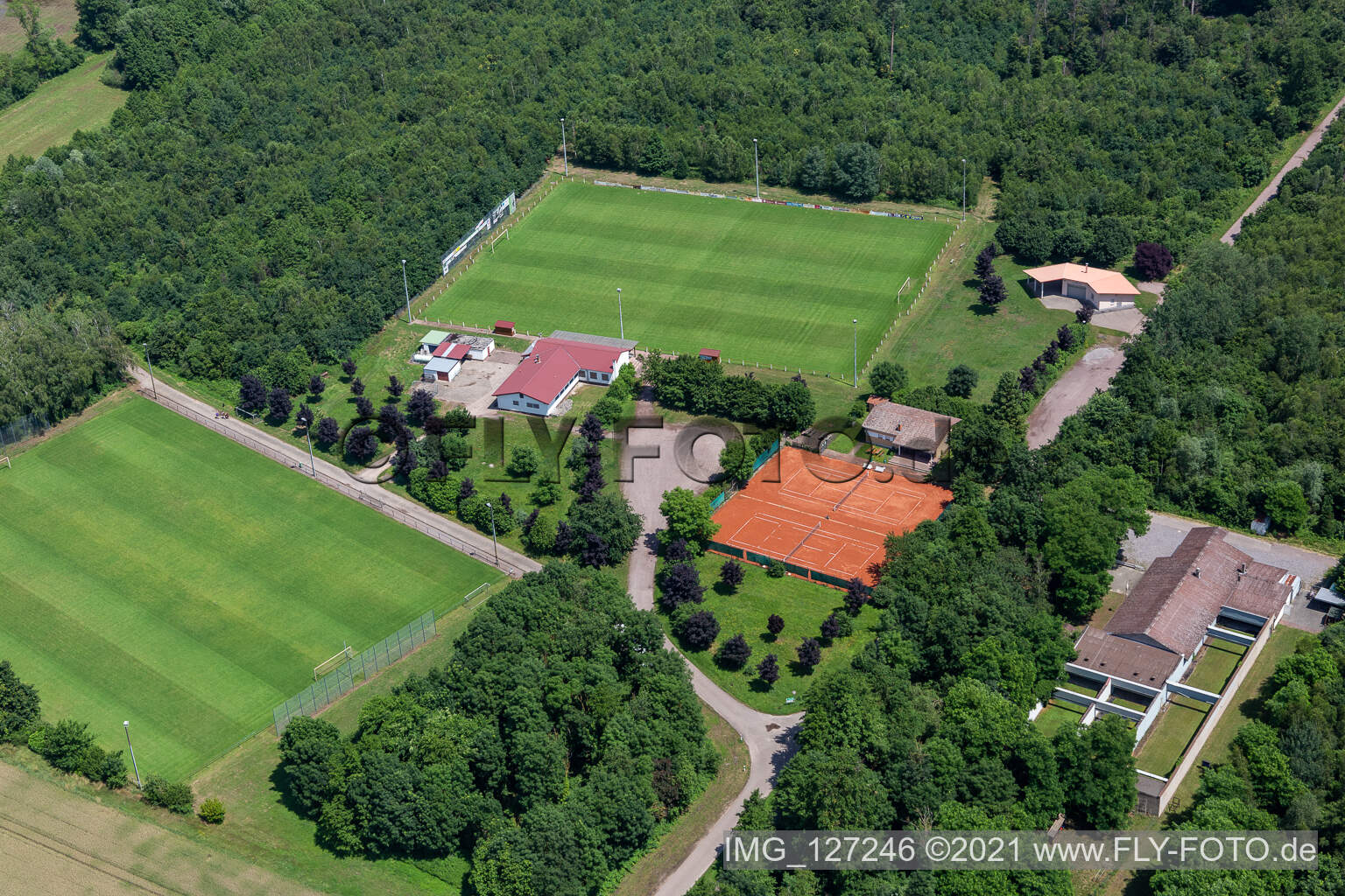 Soccer field Steinweiler in Steinweiler in the state Rhineland-Palatinate, Germany