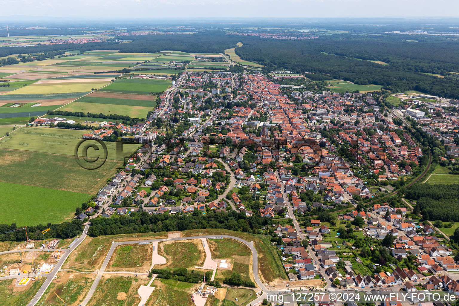 Kandel in the state Rhineland-Palatinate, Germany from above