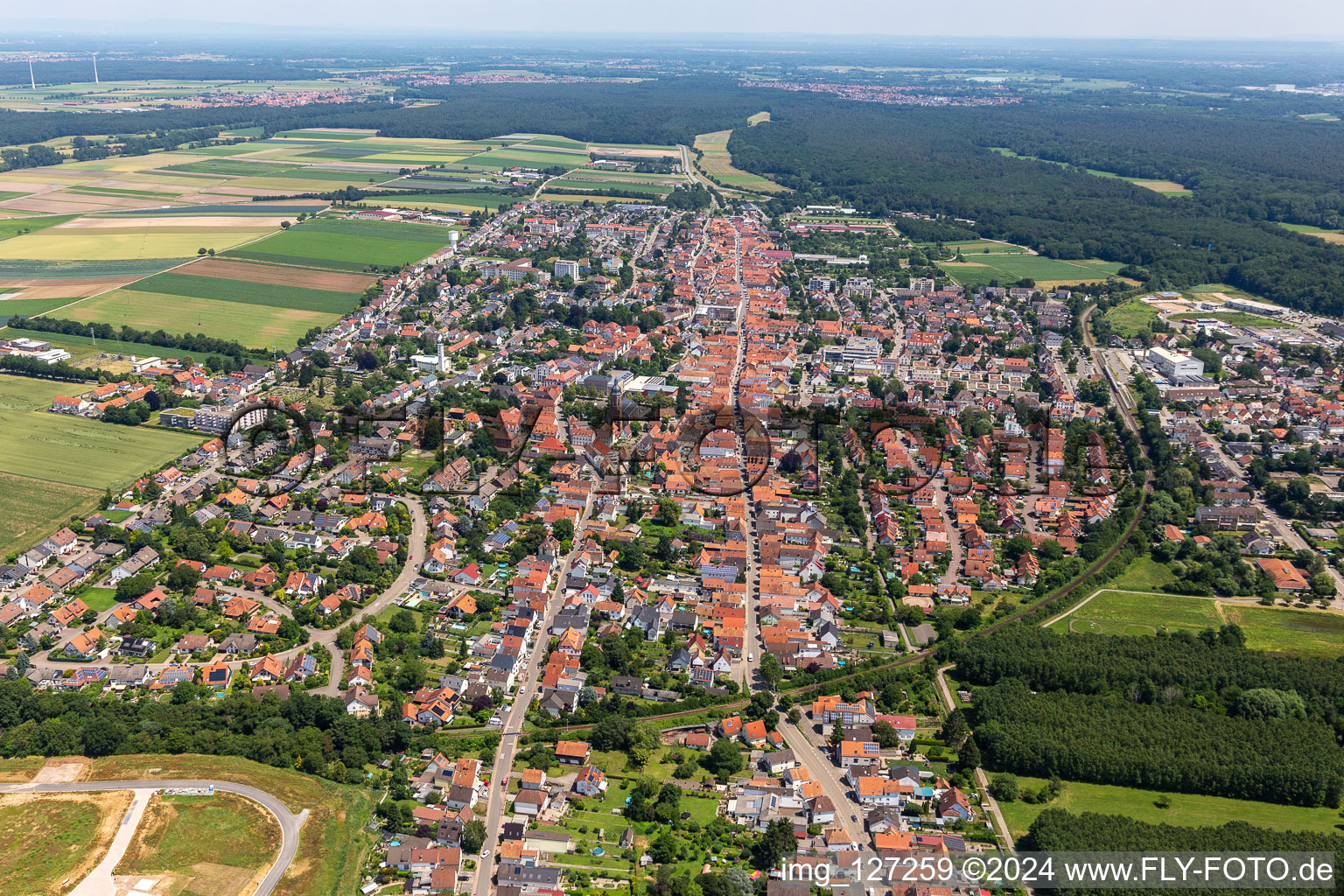 Kandel in the state Rhineland-Palatinate, Germany seen from above