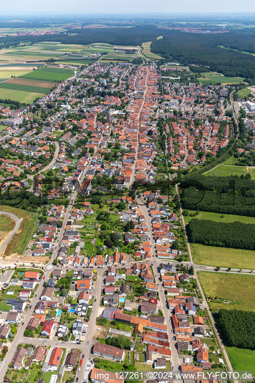 Kandel in the state Rhineland-Palatinate, Germany from the plane