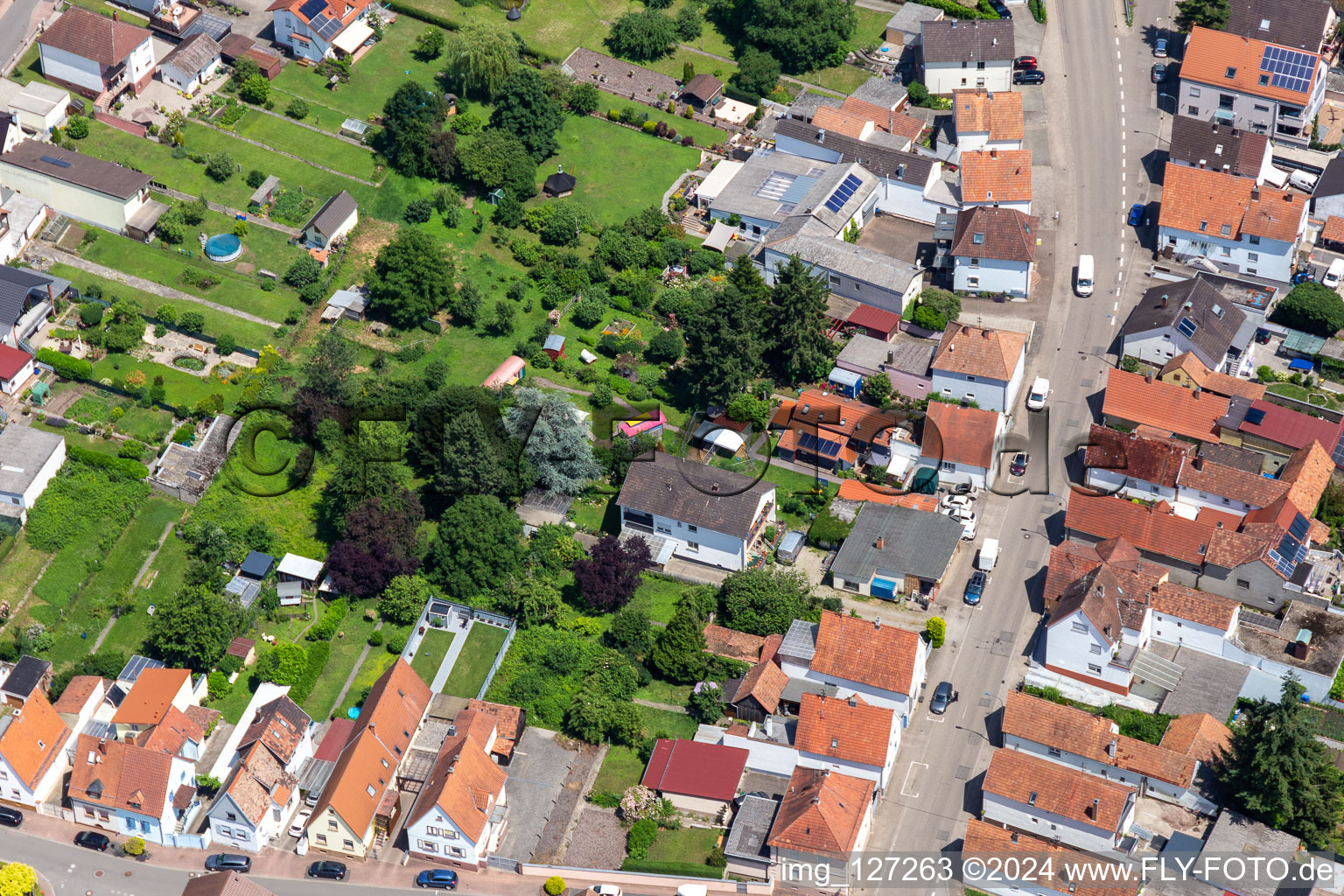 Bird's eye view of Kandel in the state Rhineland-Palatinate, Germany