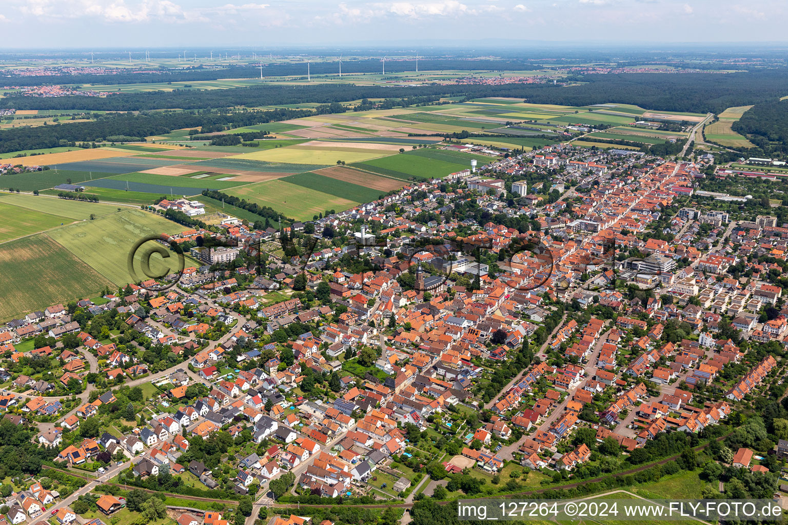 Kandel in the state Rhineland-Palatinate, Germany viewn from the air