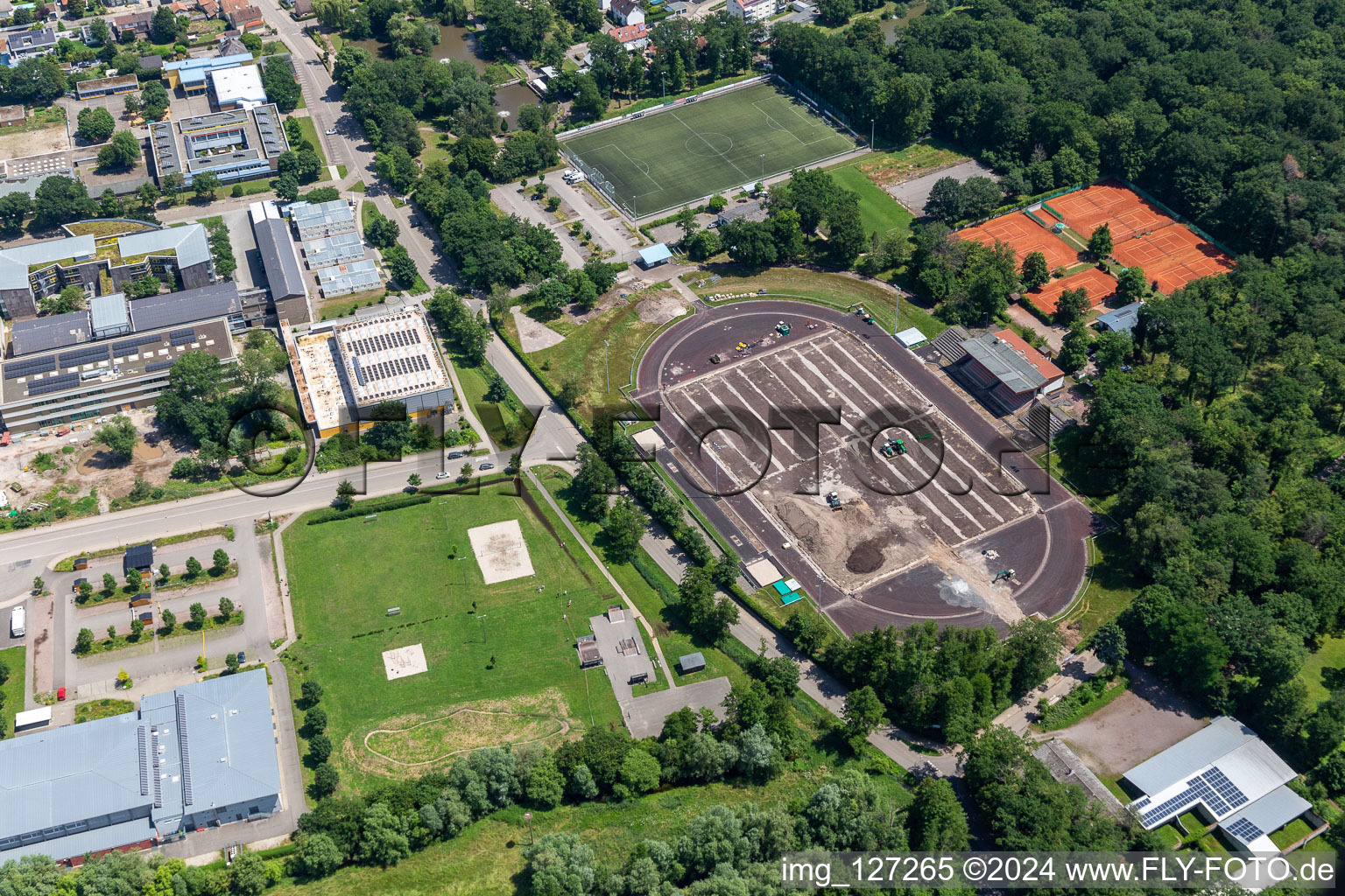 Bienwaldstadion, new lawn in Kandel in the state Rhineland-Palatinate, Germany