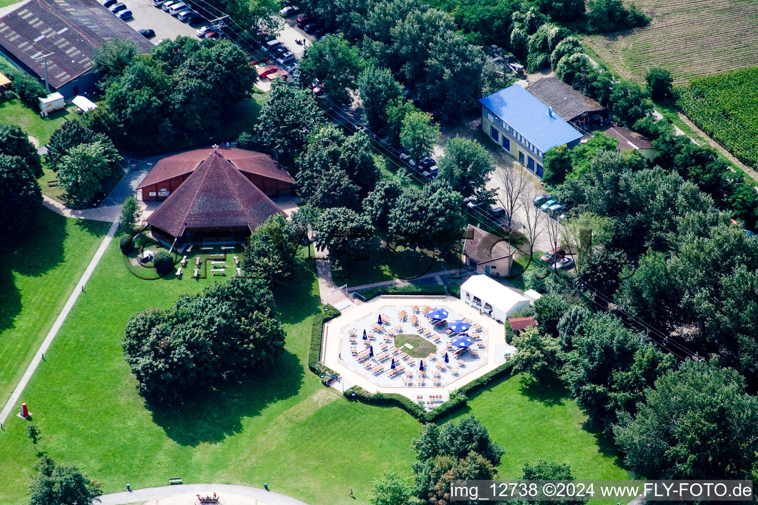 District Oberhausen in Oberhausen-Rheinhausen in the state Baden-Wuerttemberg, Germany from the drone perspective