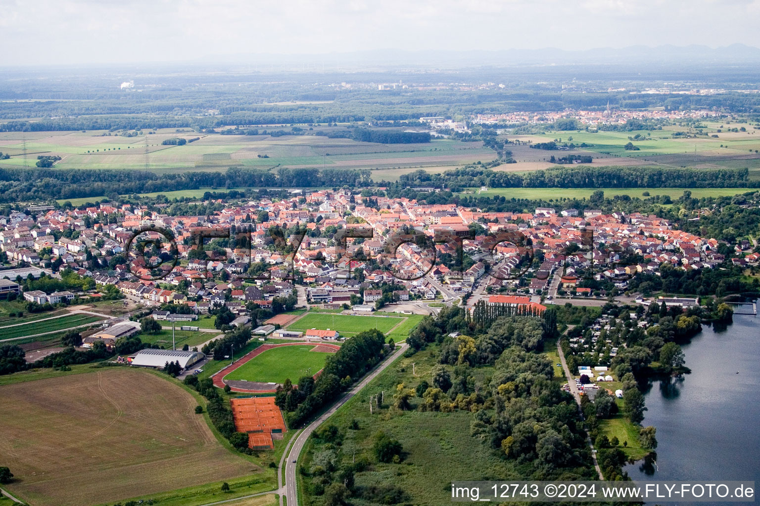 From northeast in Philippsburg in the state Baden-Wuerttemberg, Germany