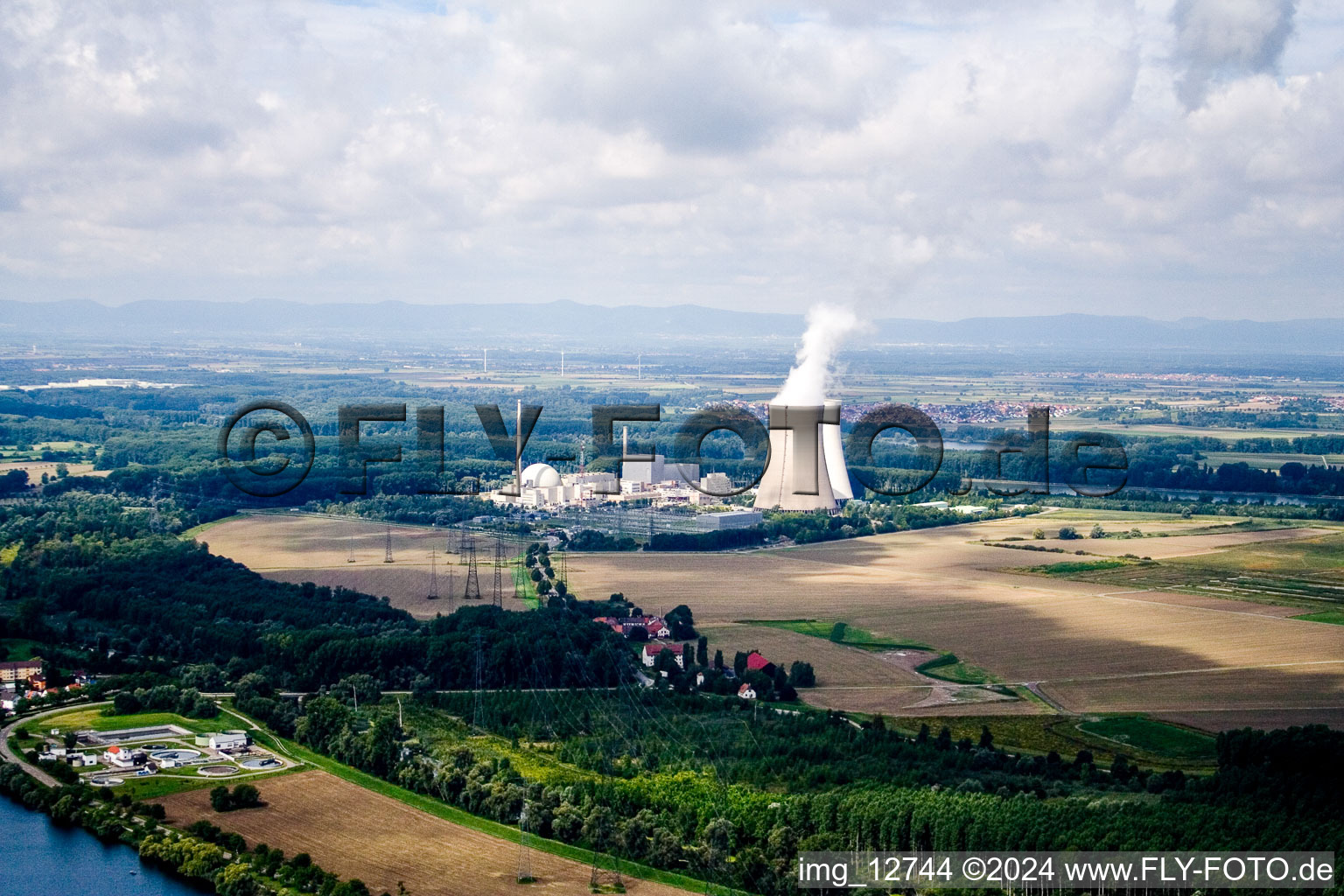 Bird's eye view of Philippsburg in the state Baden-Wuerttemberg, Germany