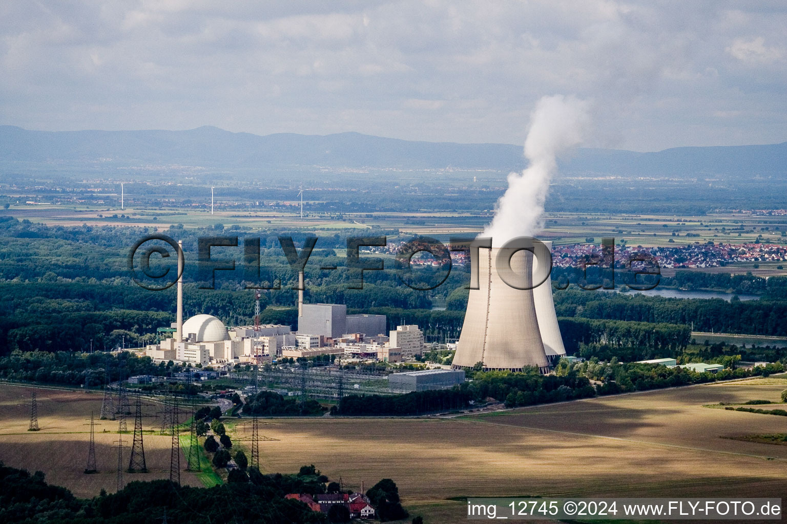 Philippsburg in the state Baden-Wuerttemberg, Germany viewn from the air