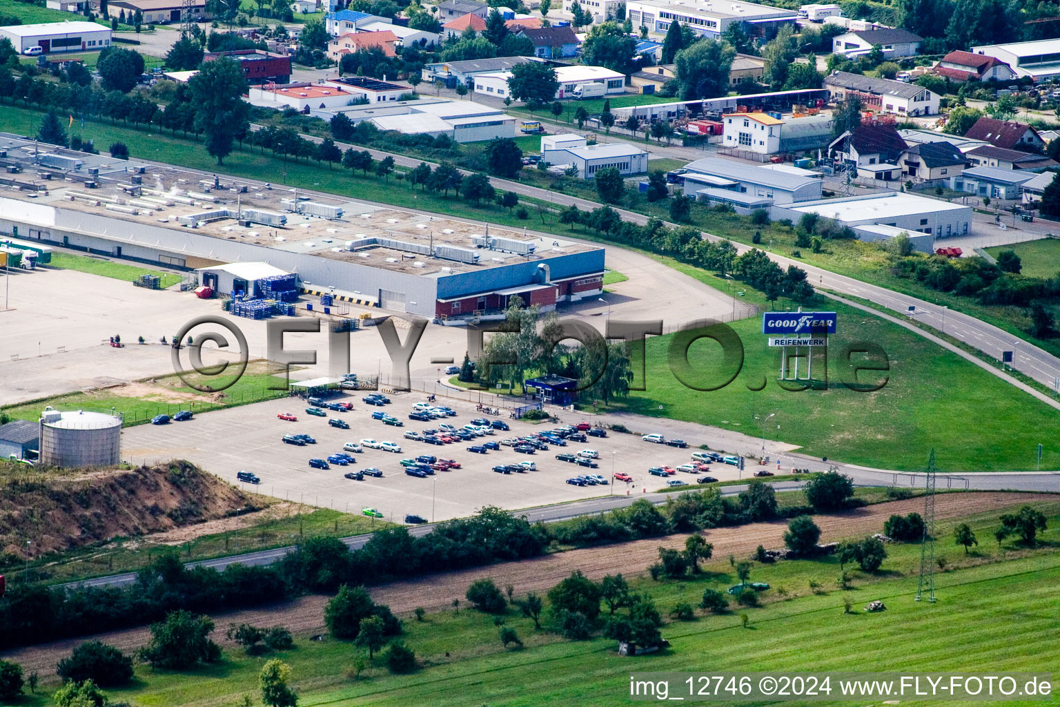 Drone recording of Philippsburg in the state Baden-Wuerttemberg, Germany