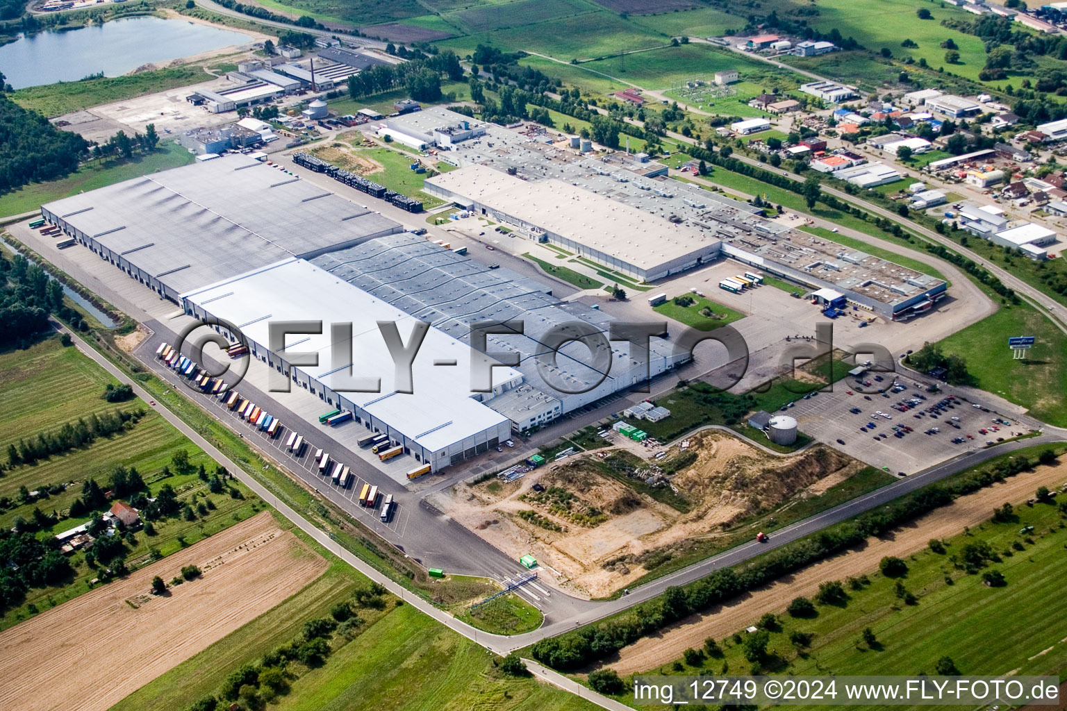 Aerial photograpy of Goodyear from the northeast in Philippsburg in the state Baden-Wuerttemberg, Germany