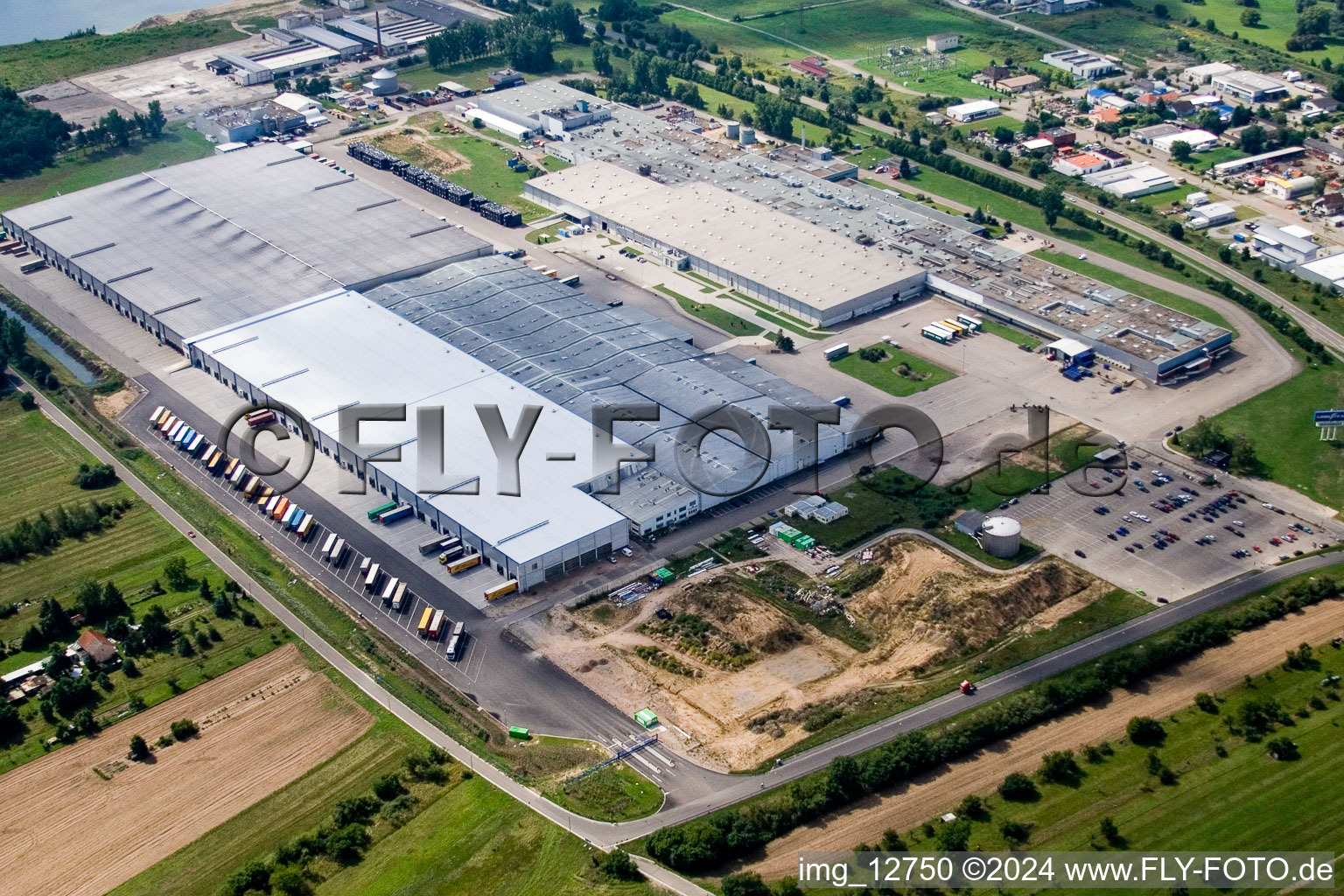 Oblique view of Goodyear from the northeast in Philippsburg in the state Baden-Wuerttemberg, Germany