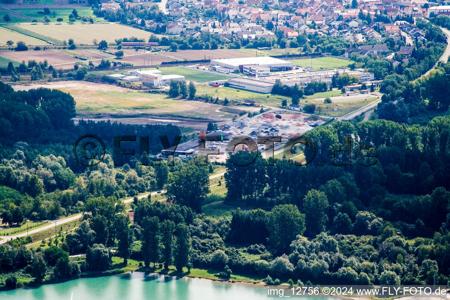 District Huttenheim in Philippsburg in the state Baden-Wuerttemberg, Germany from the drone perspective