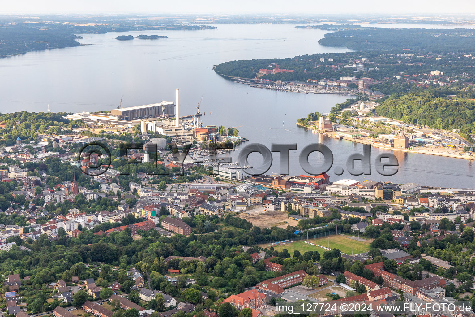 Aerial view of Fjord in Flensburg in the state Schleswig Holstein, Germany