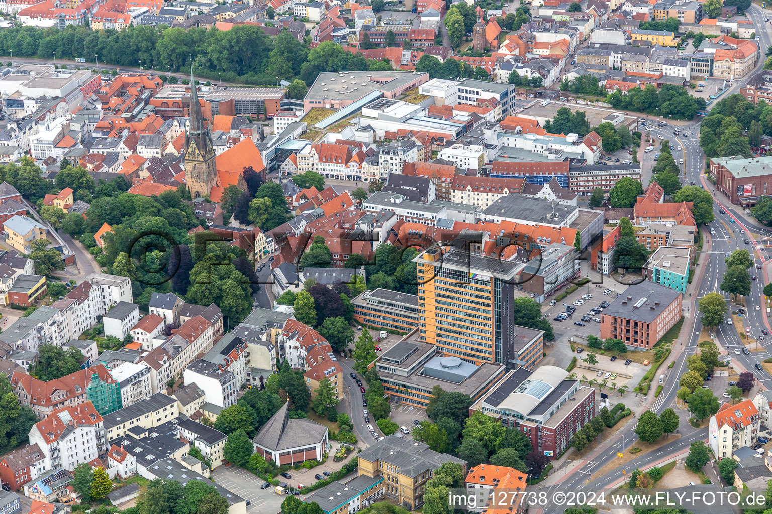 Town Hall skyscraper building of the city administration in Flensburg in the state Schleswig-Holstein, Germany