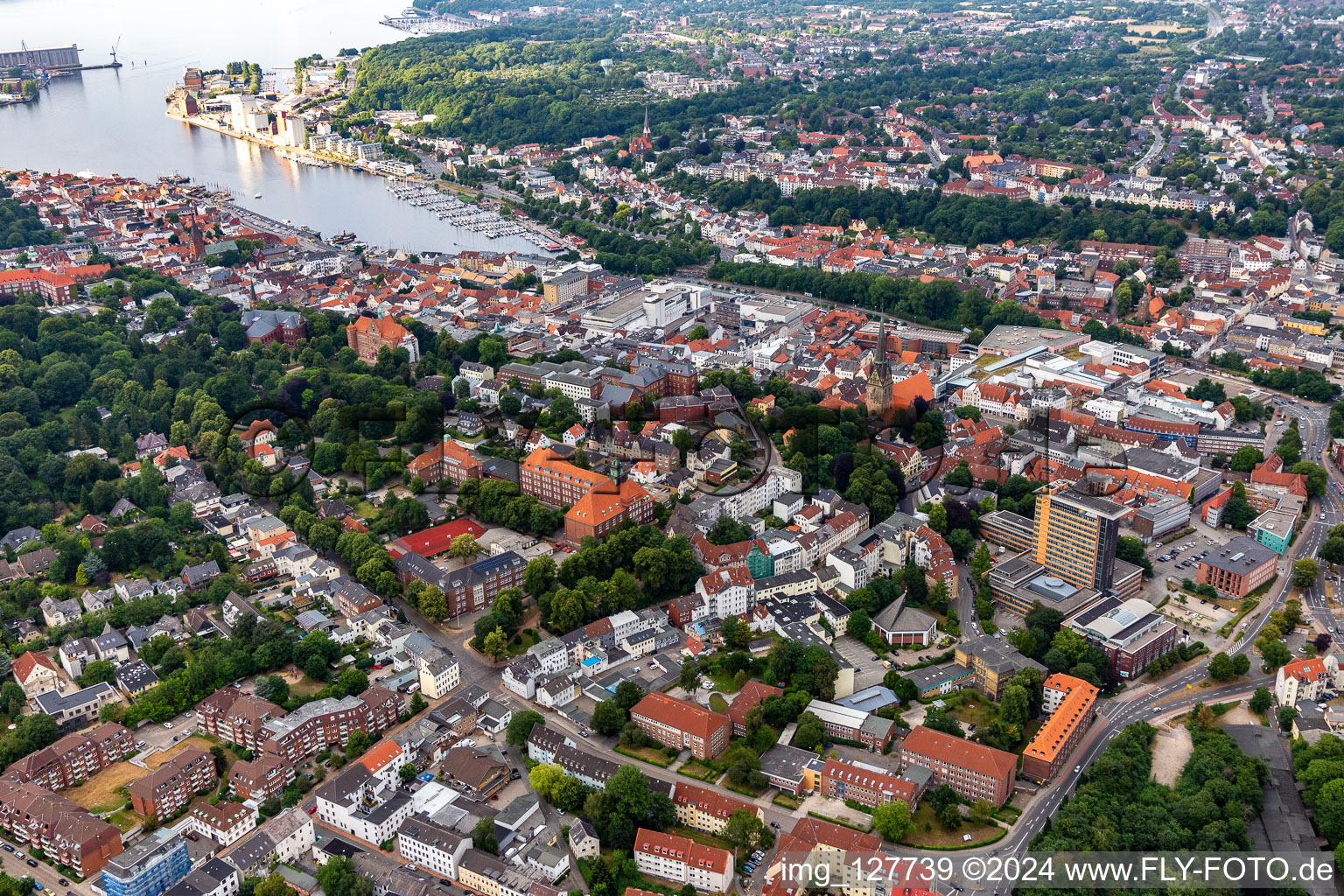 The city center in the downtown area between Suedergraben and Friesische Strasse in Flensburg in the state Schleswig-Holstein, Germany