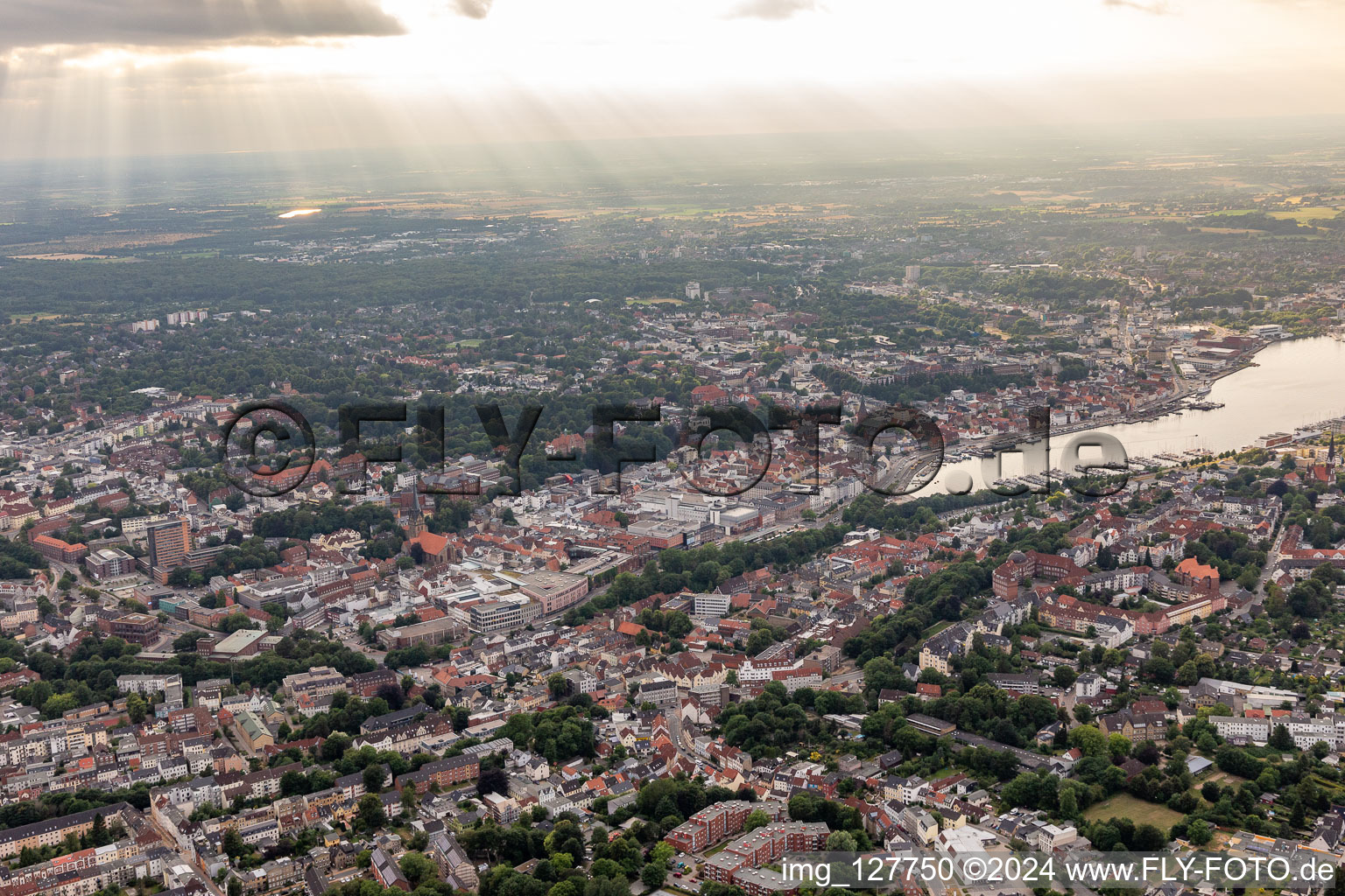 Aerial view of Flensburg in the state Schleswig Holstein, Germany