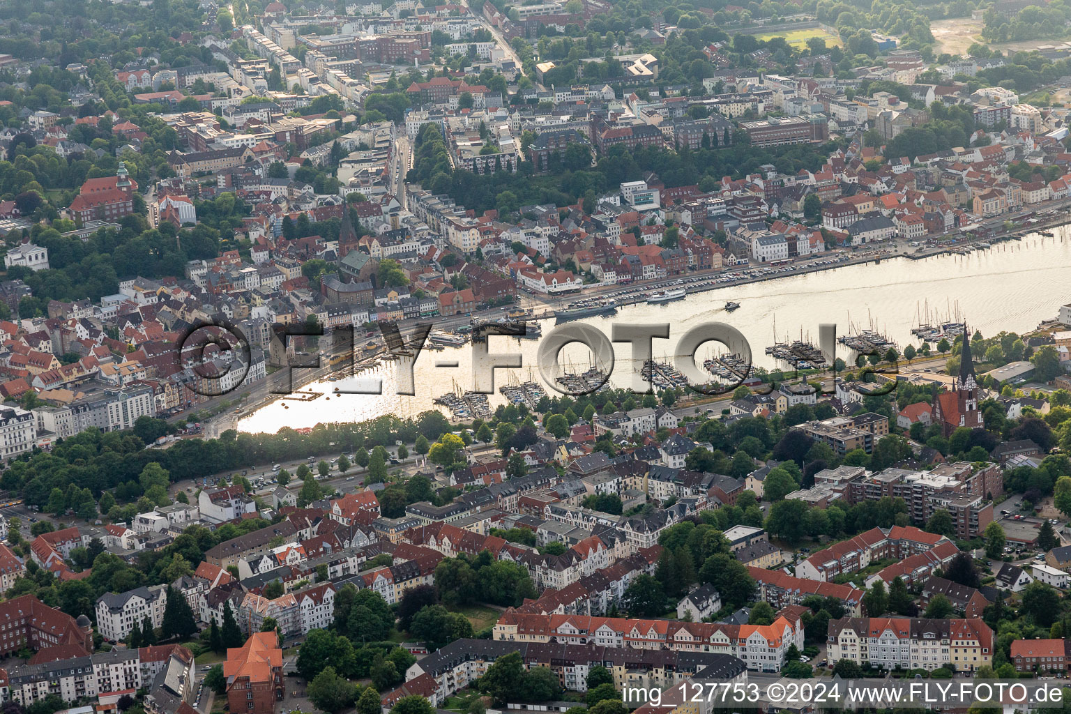 Harbour, fjord in the district Kielseng in Flensburg in the state Schleswig Holstein, Germany