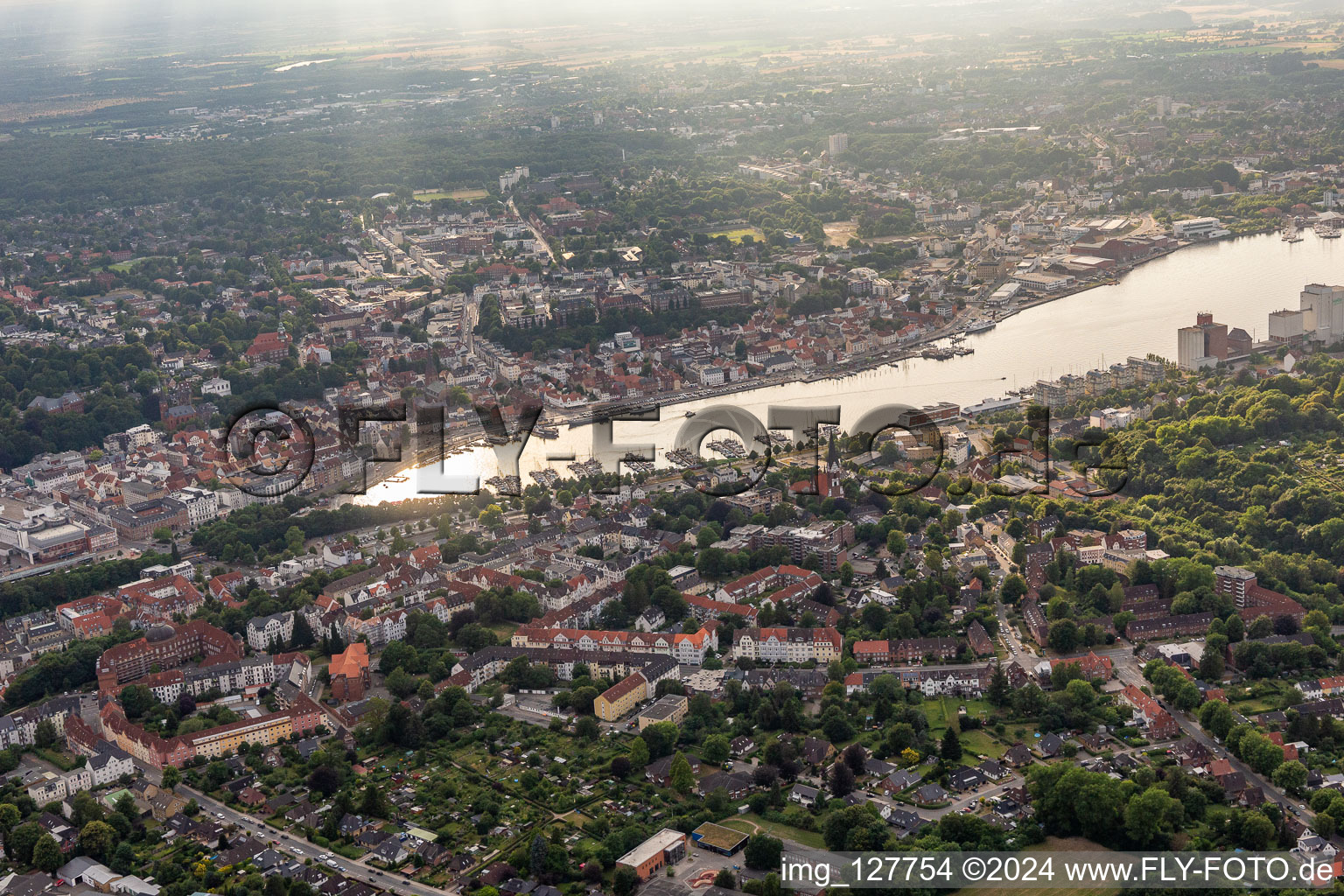 Aerial view of Port, fjord in Flensburg in the state Schleswig Holstein, Germany